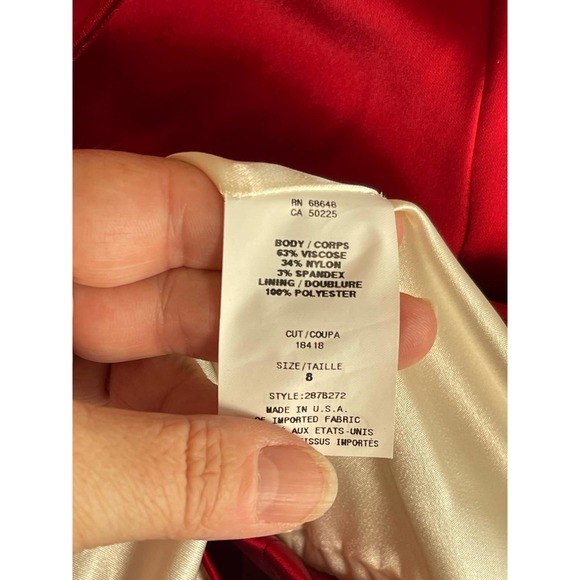 ABS Collection Allen Schwartz Red Satin Blazer Jacket Women's Size 8 - Picture 8 of 14